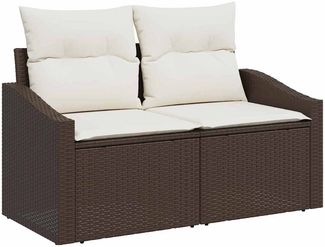 vidaXL Garten-Sofa mit Kissen 123 x 62 x 69 cm Poly-Rattan 42006773