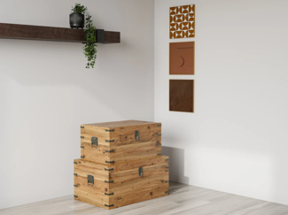 Vente-unique - 2er-Set Koffer - Tannenholz & MDF - 70 x 46 x 35 cm & 60 x 38 x 30 cm - Holzfarben - MALOUEN