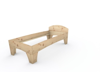 Zirbenbett Massivholzbett "Rosi" metallfrei 90 x 200 cm 48 cm mit Kopfteil