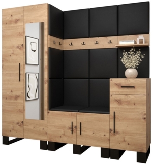 ABIKS MÖBEL Garderoben-Set ARTIN Set 13 Garderobe mit gepolsterten Paneelen, Industriell Design
