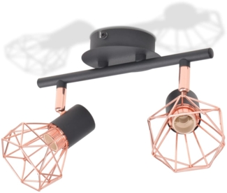 vidaXL Deckenleuchte mit 2 Strahlern E14 Schwarz und Kupfer 244389