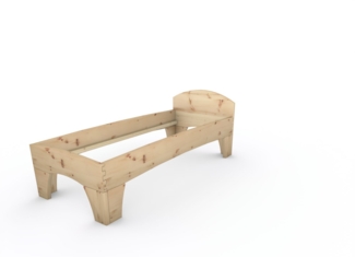 Zirbenbett Massivholzbett "Rosi" metallfrei 80 x 200 cm 48 cm mit Kopfteil