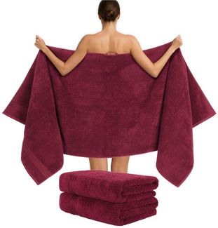 Hammetex 2er Set Extra Große Badetücher – 80x200 cm, 500 GSM, 100% Baumwolle – Weich & Saugfähig – Luxuriöse Große Spa-Handtücher, Bordeauxrot