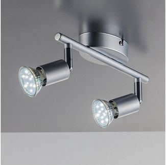 B. K. Licht - LED Deckenlampe schwenkbar, warmweiße Lichtfarbe, GU10 Fassung, LED Deckenleuchte, LED Lampe, Wohnzimmerlampe, Schlafzimmerlampe, Küchenlampe, Deckenstrahler, 25,5 x 7 x 9,5 cm, Titanfarbig