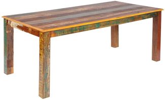Esstisch 180x90 cm 'Hawkins' recyceltes Altholz mehrfarbig lackiert