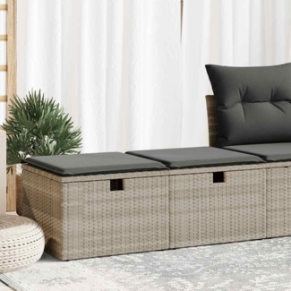 vidaXL 2-tlg. Garten-Sofagarnitur mit Kissen Hellgrau Poly Rattan 3328675