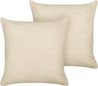 Kissen 2er Set LEUZEA Bouclé 45 x 45 cm Kein Muster Beige