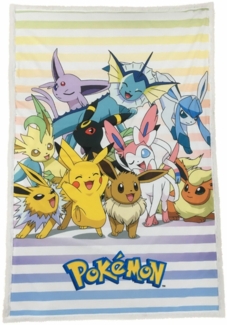 Pokemon Tagesdecke Bettdecke Fleecedecke Kuschelige Sherpa-Decke, 150x100 cm