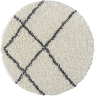Myflair Möbel & Accessoires Hochflor-Teppich My Shaggy Raute, rund, Höhe: 37 mm, Shaggy, Scandi Rauten Design, leicht glänzend, extra flauschig