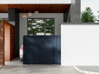 Vente-unique - Gartentor Schiebetor - 374x165 cm - voll - Aluminium - Anthrazit - NAZARIO