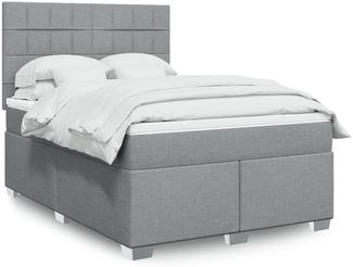 vidaXL Boxspringbett mit Matratze Hellgrau 140x190 cm Stoff 3292783
