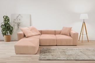 DOMO. collection Ecksofa 800011, Modul-Couch in L-Form, individuell kombinierbar, Cord Sofa, Polsterecke, Eckcouch, Polstergarnitur 301 x 193 x 69 (BxTxH), rose