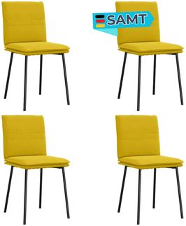 Esszimmerstühle VERA 4er Set Gelb Samt | Polsterstühle Küchenstuhl Wohnzimmerstühle Essstühle bequem