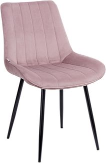 Baroni Home Moderner Stuhl mit Samtpolsterung und schwarzen Stahlbeinen, Wohnzimmersessel, Schlafzimmer, Esszimmer, Pouderrosa, 53 x 86 x 44 cm