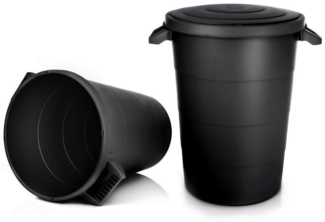 BigDean 2x wetterfeste Universaltonne mit Deckel und 2 stabilen Tragegriffen 80 Liter SCHWARZ - Regentonne Mülleimer - Indoor und Outdoor geeignet - Made in Europe