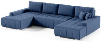 Wohnlandschaft Sofa mit Schlaffunktion VOGAR Stoff Aulla Blau