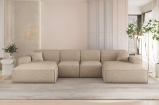 Wohnlandschaft Sofa U-Form CELES PREMIUM XS in Stoff Artico Beige