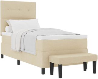 vidaXL Boxspringbett mit Matratze mit Kopfteil Creme 90 x 190 cm Stoff 3344035