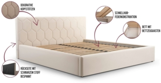 MOEBLO Polsterbett Bett 02 (aus Samt, Doppelbett mit gepolstertem Kopfteil, Bettkasten & Lattenrost, modernes Design mit Stauraum), (BxHxT): 158/178/198 x 95 x 220 cm
