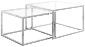 Lookway Couchtisch YOSHI 2in1 Glastischplatte und Chromgestell (2er-Set), Breite: 70 cm und 60 cm