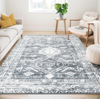 LuxusKollektion Teppich Teppich Wohnzimmer 140x200 cm Vintage Kurzflor rutschfest waschbar