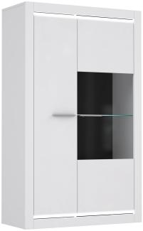 Vitrine Livorno 3 Hochglanz weiß 98x160x42 cm LED Glasvitrine Schrank mit Glasbodenbeleuchtung