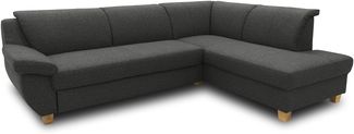 DOMO Collection Ecksofa Panama, klassisches Ecksofa in L-Form, Eckcouch, Sofa Couch, Ecke mit Schlaffunktion 254x186 cm in anthrazit