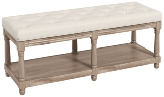 HOMCOM Sitzbank mit Sitzfläche, Schuhregal mit Stauraum (Flurbank, 1-St, Schuhbank), für Wohnzimmer, Cremeweiß