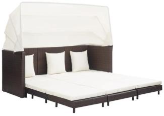 vidaXL Ausziehbares 3-Sitzer-Schlafsofa mit Dach Poly Rattan Braun 46076
