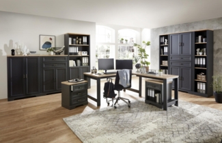 Komplettbüro Landhaus Büro-Set JASMIN 9-teilig Farbton Graphit