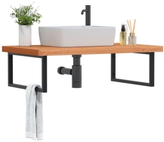 vidaXL Waschbeckenregal Wandmontage Stahl und Massivholz Buche 3302529