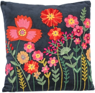 Dekokissen Livia mit Blumenschau Schwarz