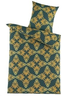 Optidream Bettwäsche Set Renforcé 135x200 Baumwolle Emir grün, Renforcé, 2 teilig, Sommer Geschenke Idee Frauen Männer weich sale Reißverschluss Partner