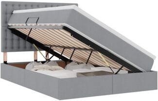 vidaXL Bett mit Stauraum und LED Hellgrau 140 x 190 cm Polyester 3372540