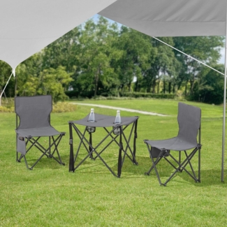 DELUKE® Campingtisch mit Stühlen LOTTA - 1 Tisch 2 Stühle Faltbar Campingmöbel Set Campingstuhl Set 2 Personen Klappstuhl Gartenstuhl Set Grau