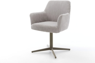 Drehstuhl Xana-Flex mit Armlehnen Cord Silbergrau Fußkreuz Effektfinish Titan 360° drehbar Taschenfederkern