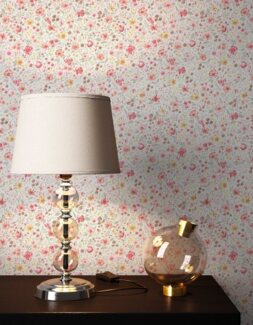 Newroom Vliestapete, Weiß Tapete Landhaus Blumen - Blumentapete Rosa Grau Romantisch Floral Blüten Wiese für Wohnzimmer Schlafzimmer Büro, Blumentapete, modern