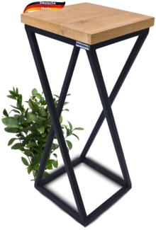 DELUKE® Blumenständer Holz Metallgestell KABRI - 50cm hoch, Eichenholz | Dekoständer für Blumen Pflanzenregal Pflanzenständer