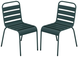 Vente-unique - Gartenstuhl stapelbar 2er-Set - Metall - Tannengrün - MIRMANDE von MYLIA
