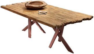 TABLES&CO Tisch 200x100 Teak Natur Metall Braun