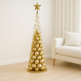 Deko-Baum HWC-O91, Weihnachtsbaum Schmuckbaum Weihnachtsdeko Christbaum zum Beschmücken, Metall 160cm ~ goldfarben