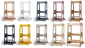 tiSsi 'Felix' Lernturm, Tritt 3-fach höhenverstellbar, Buche tauben blau, Massivholz