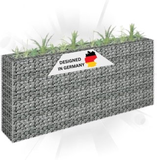 DELUKE® Gabionen Hochbeet ROON aus Stahl 180x30x90cm Steinkorb Gabionengitter Ziergabione Steingabione Drahtkorb befüllbar