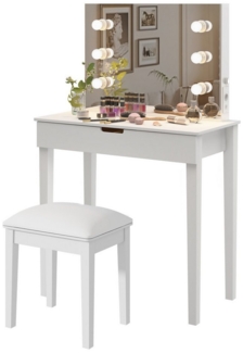 Thanaddo Schminktisch Schminktisch mit LED-Beleuchtung,Praktischer Kosmetiktisch (1 Tisch mit Hocker), Breite 105 cm