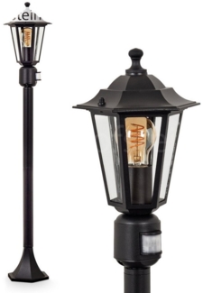 hofstein Pollerleuchte Wegeleuchte m. Bewegungsmelder aus Metall/Glas in Schwarz/Klar, ohne Leuchtmittel, antike Außenleuchte, Gartenlampe, Gartenbeleuchtung IP44, 1 x E27