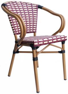 SIT&CHAIRS Stuhl 2er-Set Polyrattan Aluminium Beige Rot