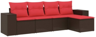 vidaXL 5-teiliges Gartensofa-Set mit Kissen, braun, Polyrattan 3222493