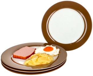 4er Set Nougat Doppio Speiseteller Weiß-Braun Porzellan Essteller flach 4 Pers. Ritzenhoff
