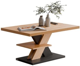 Casaria Couchtisch, Holz 2 Ablagen 90x60cm Modern Eckig Kratzfest Grau