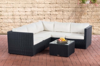CLP Ecksofa-Garnitur Liberi 5mm Ecksofa-Garnitur Polyrattan,schwarz cremeweiß
